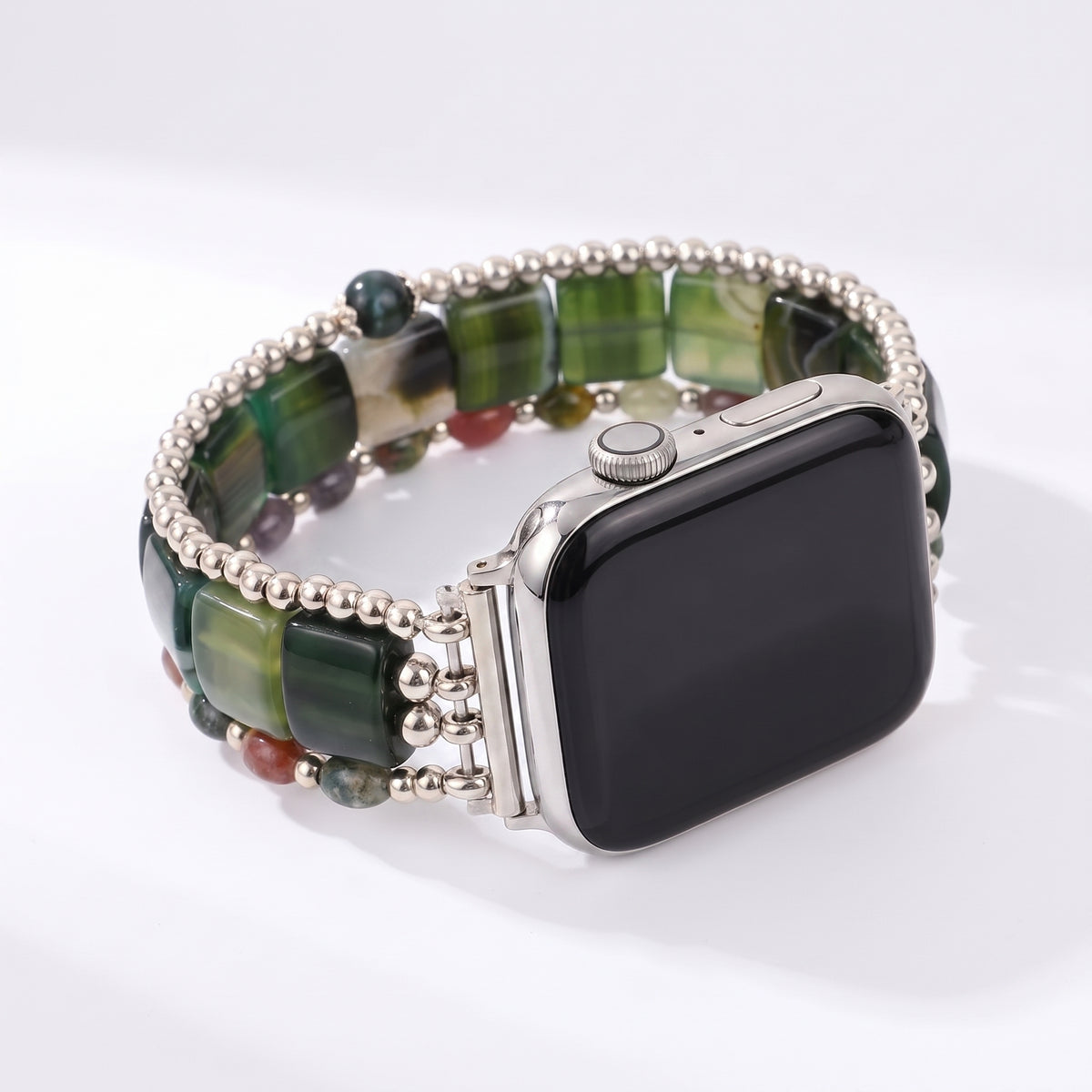 Correa elástica para Apple Watch de ágata Wild Grace, color plateado