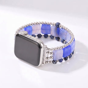 Correa elástica para Apple Watch de ágata Hora Dorada, plateada