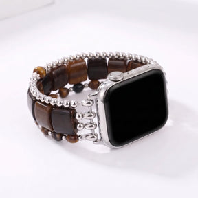 Correa elástica para Apple Watch de ágata Hora Dorada, plateada