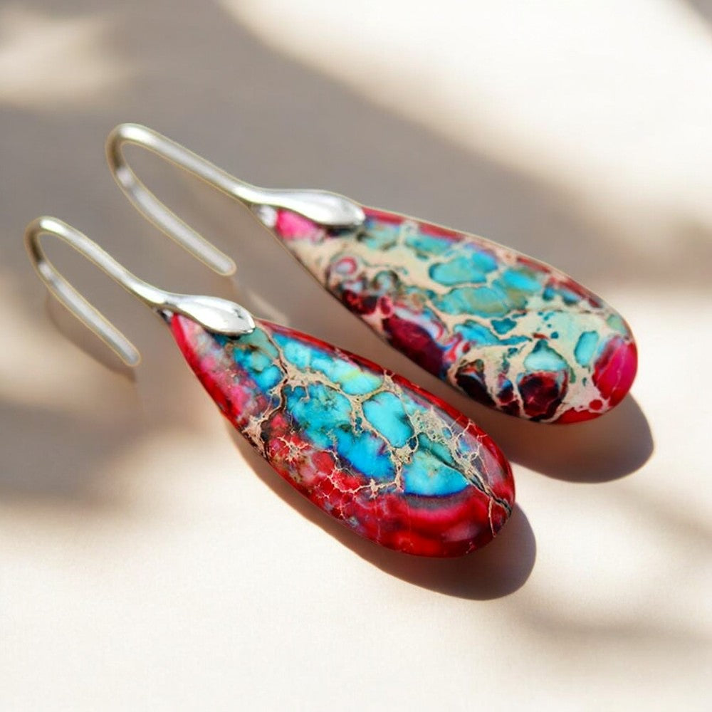 Pendientes de lágrima de jaspe imperial