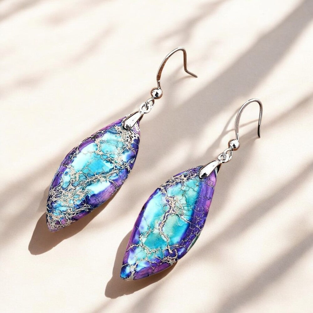 Pendientes Colgantes de Hoja de Jaspe
