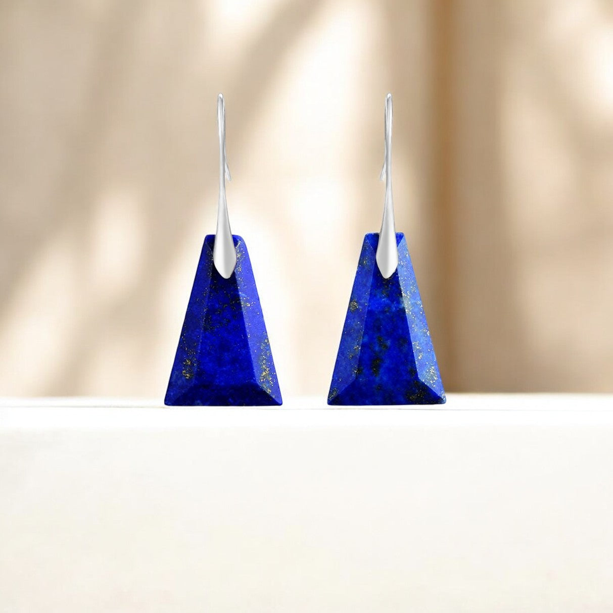 Pendientes colgantes geométricos de lapislázuli