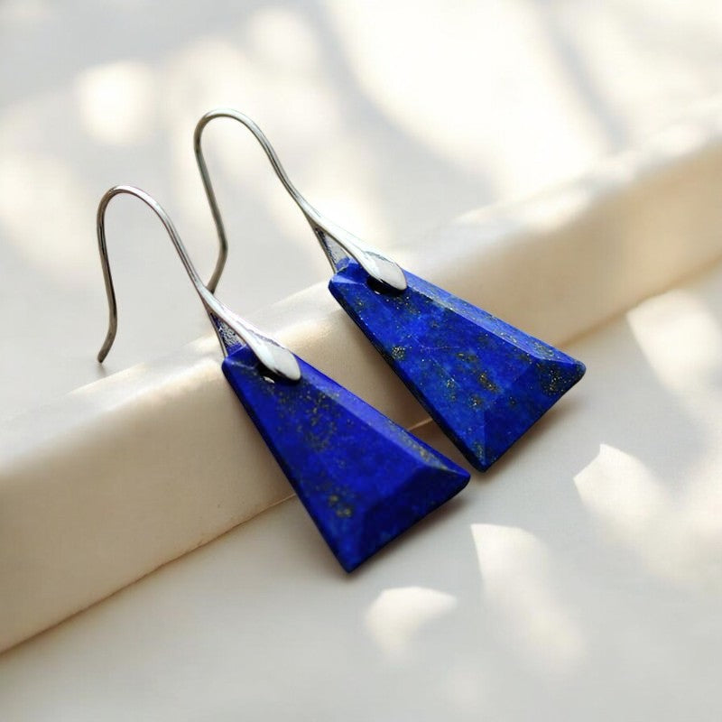Pendientes colgantes geométricos de lapislázuli