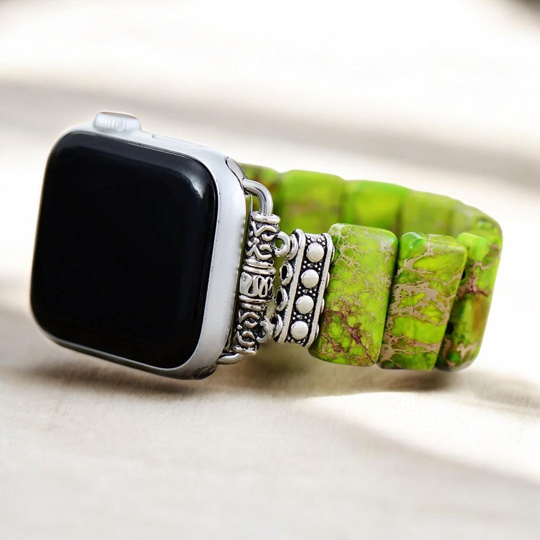 Correa elástica de jaspe tibetano lima para Apple Watch