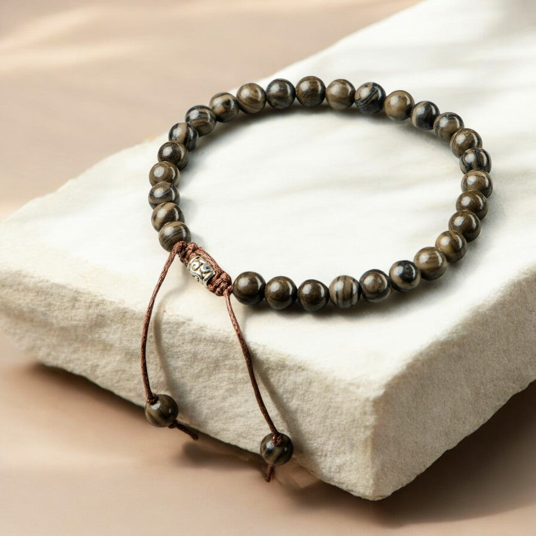 Pulsera de jaspe negro para hombre