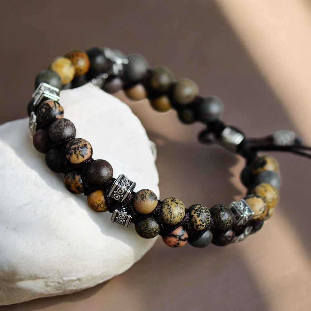 Pulsera encantadora de jaspe para hombre