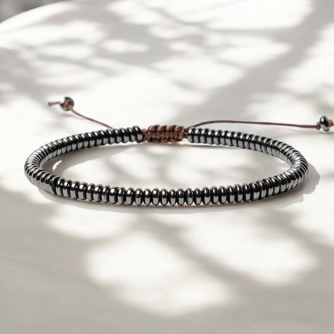 Pulsera de piedra hematita para hombres