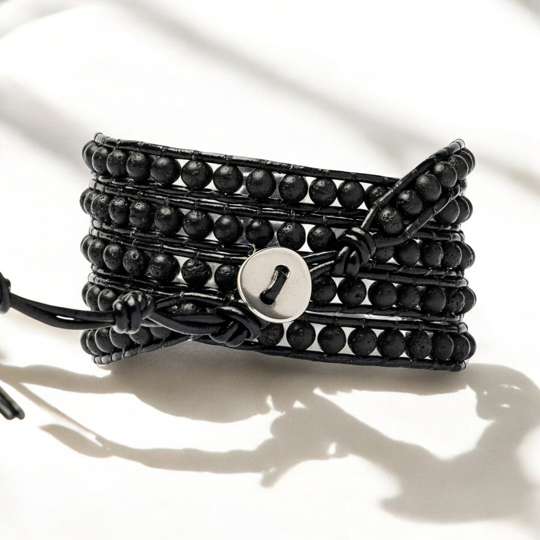Pulsera Envueltada de Piedra de Lava para Hombre