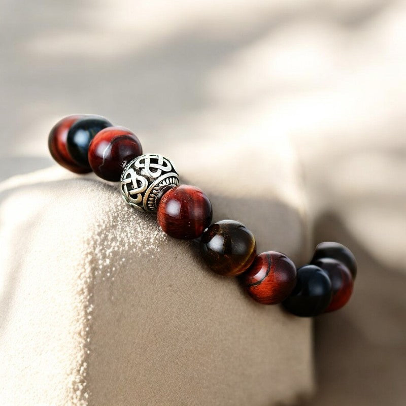 Pulsera de Buda para Hombre con Ojo de Tigre Rojo