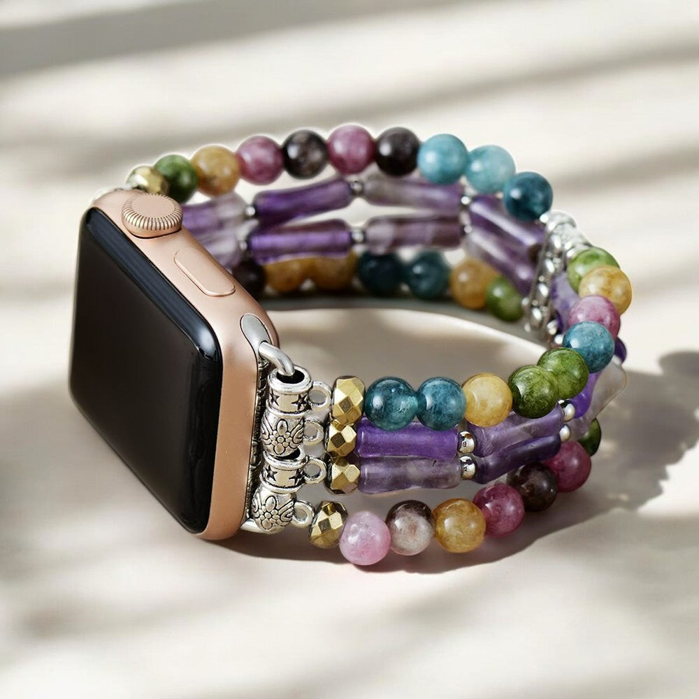 Correa elástica de amatista mosaico para Apple Watch