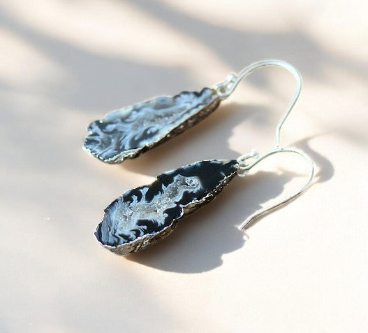 Pendientes colgantes de ágata natural