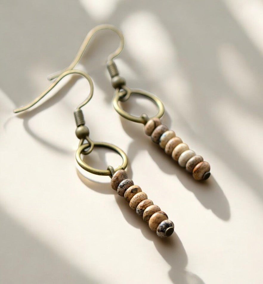 Pendientes de Jaspe de Piedra Natural