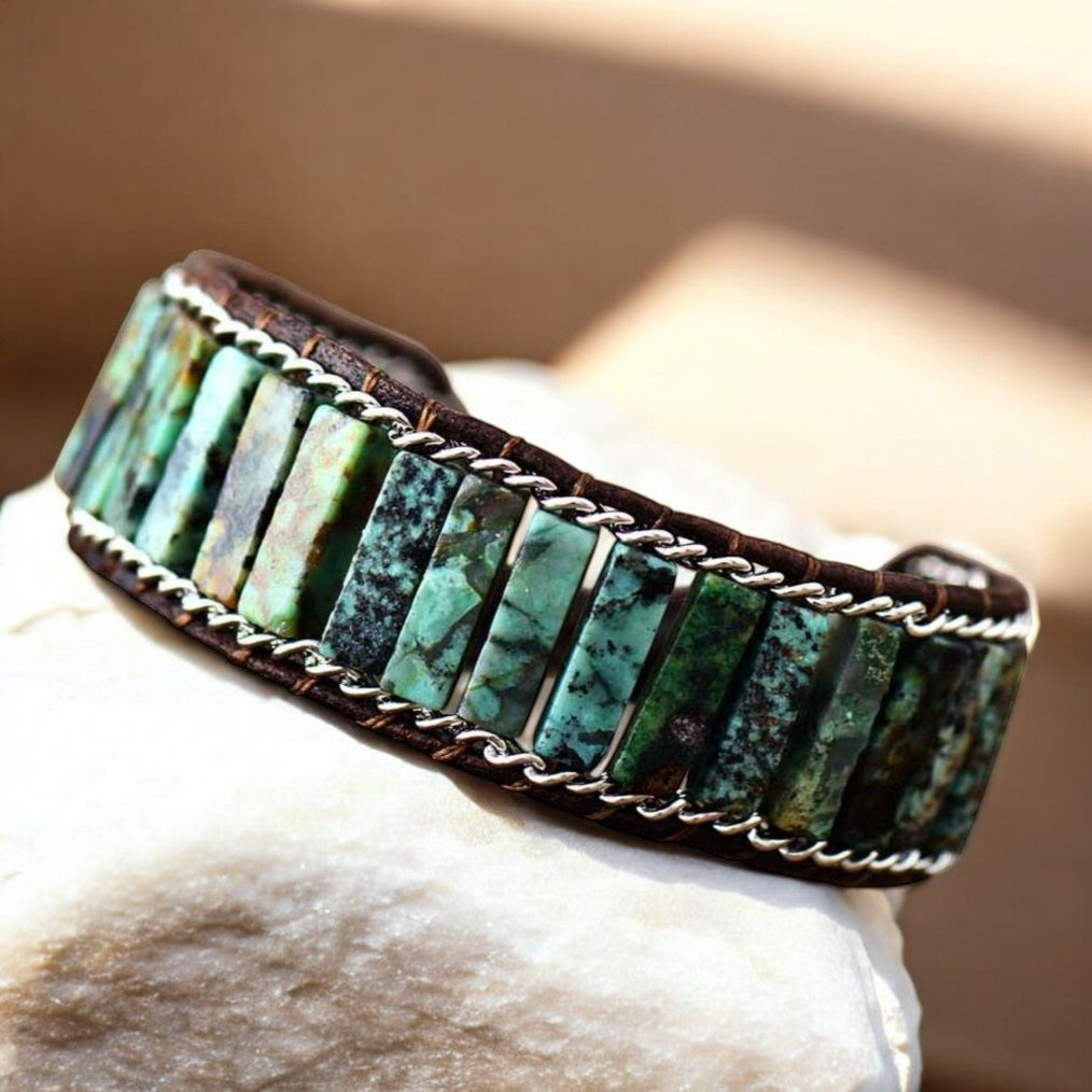 Pulsera de puño turquesa oceánica