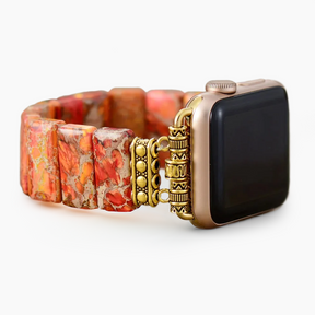 Correa elástica de jaspe tibetano de calabaza para Apple Watch
