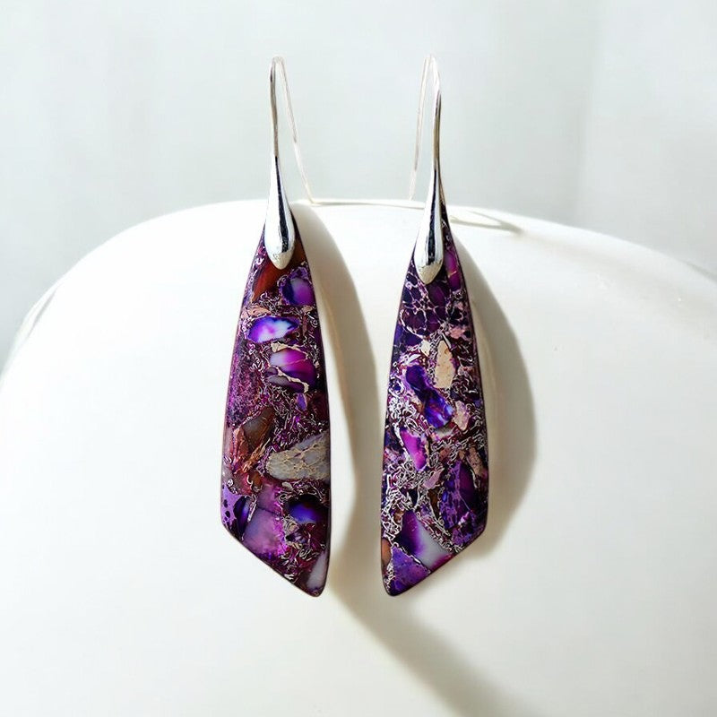 Pendientes Gancho Jaspe Morado