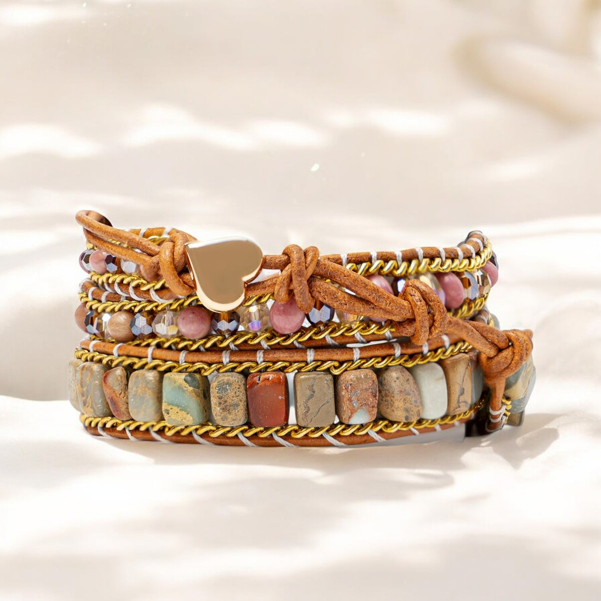 Pulsera envolvente de protección del amor de rodonita