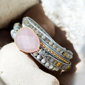Pulsera envolvente amorosa de cuarzo rosa