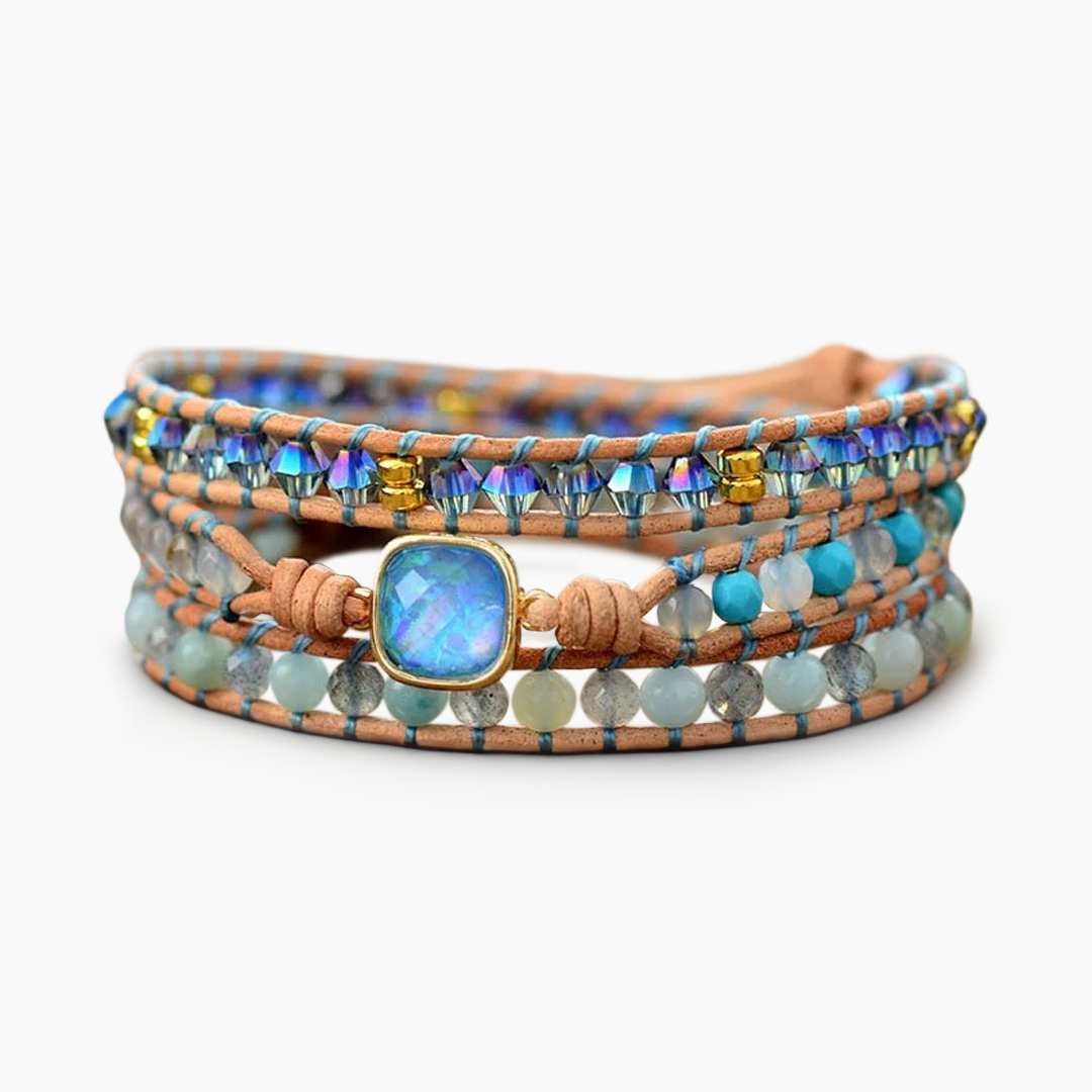 Pulsera envolvente de sanación con ópalo cuadrado