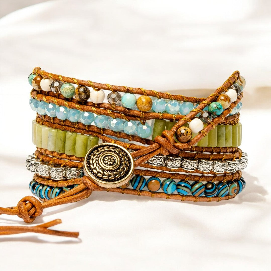 Pulsera envolvente de jaspe oceánico retorcido
