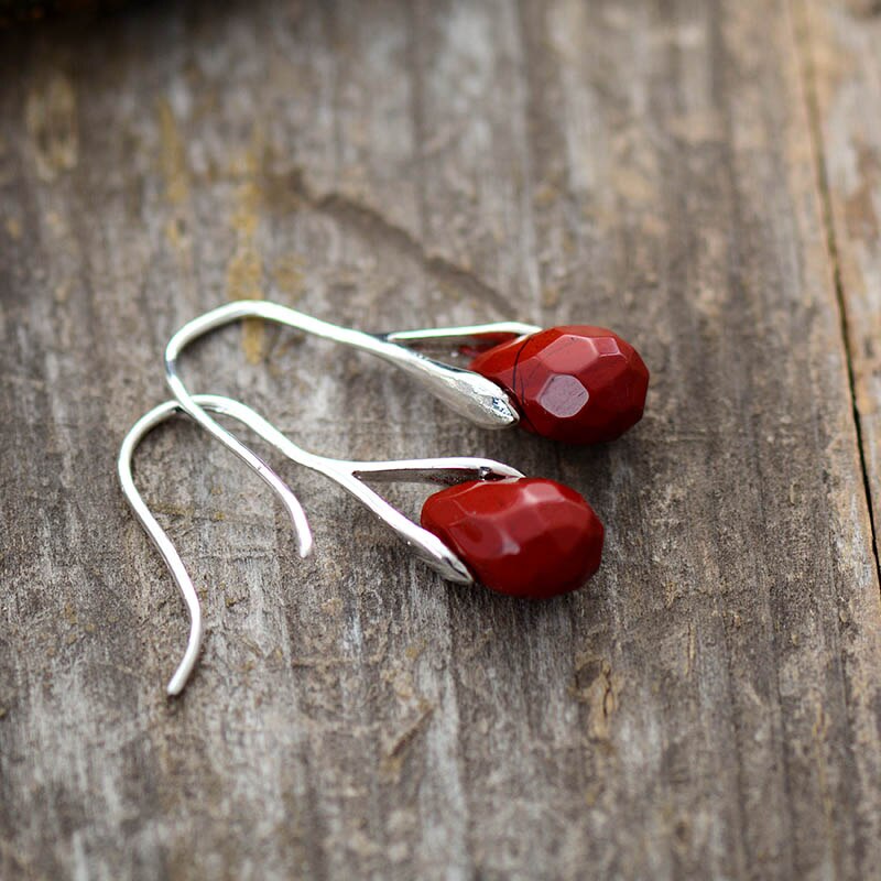 Pendientes colgantes clásicos de jaspe floreciente